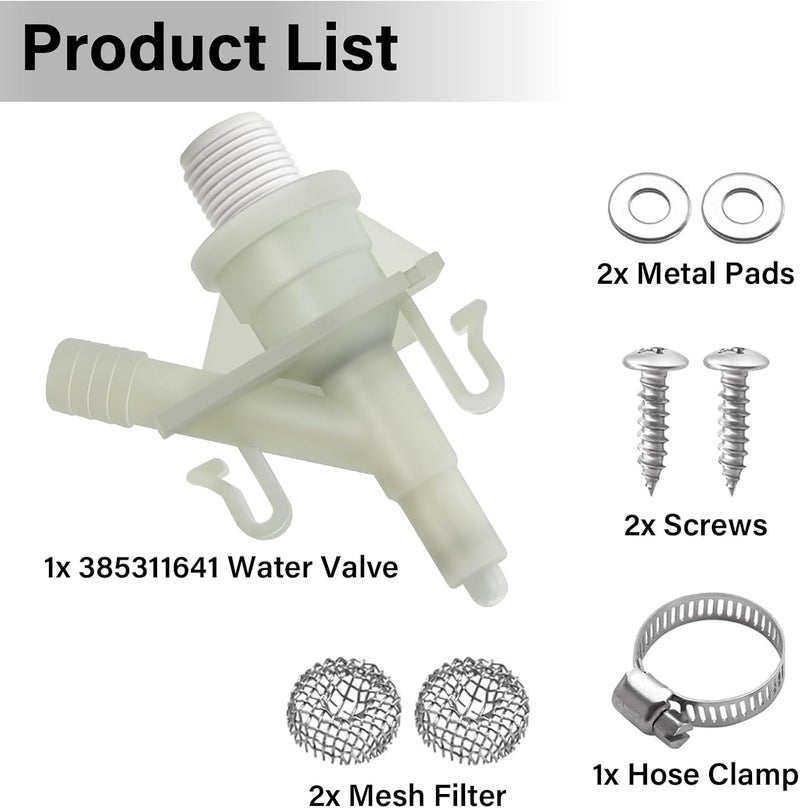 NIULPFZTK RV Water Valve Kit, RV Toilet Valve Fit Sealand Dometic Toilets 300, 301 310, 311, 320, 321 Series Pedal-flush Toilet Fits for Camper Trailer Toilet Pedal flush Toilets 385311641 - Image 4